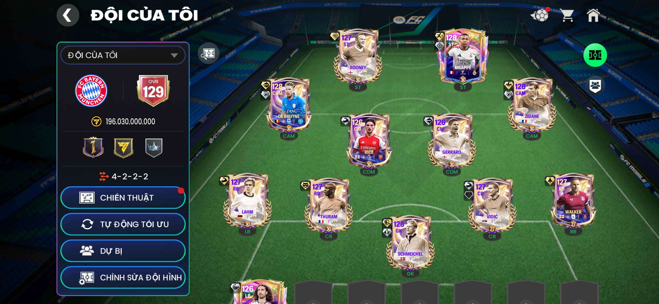 Acc Grn ttt Ovr 129 M3p+Zidane+Kevin+ 53k mảnh+ 2 sổ đh +7k hhth đh đẹp