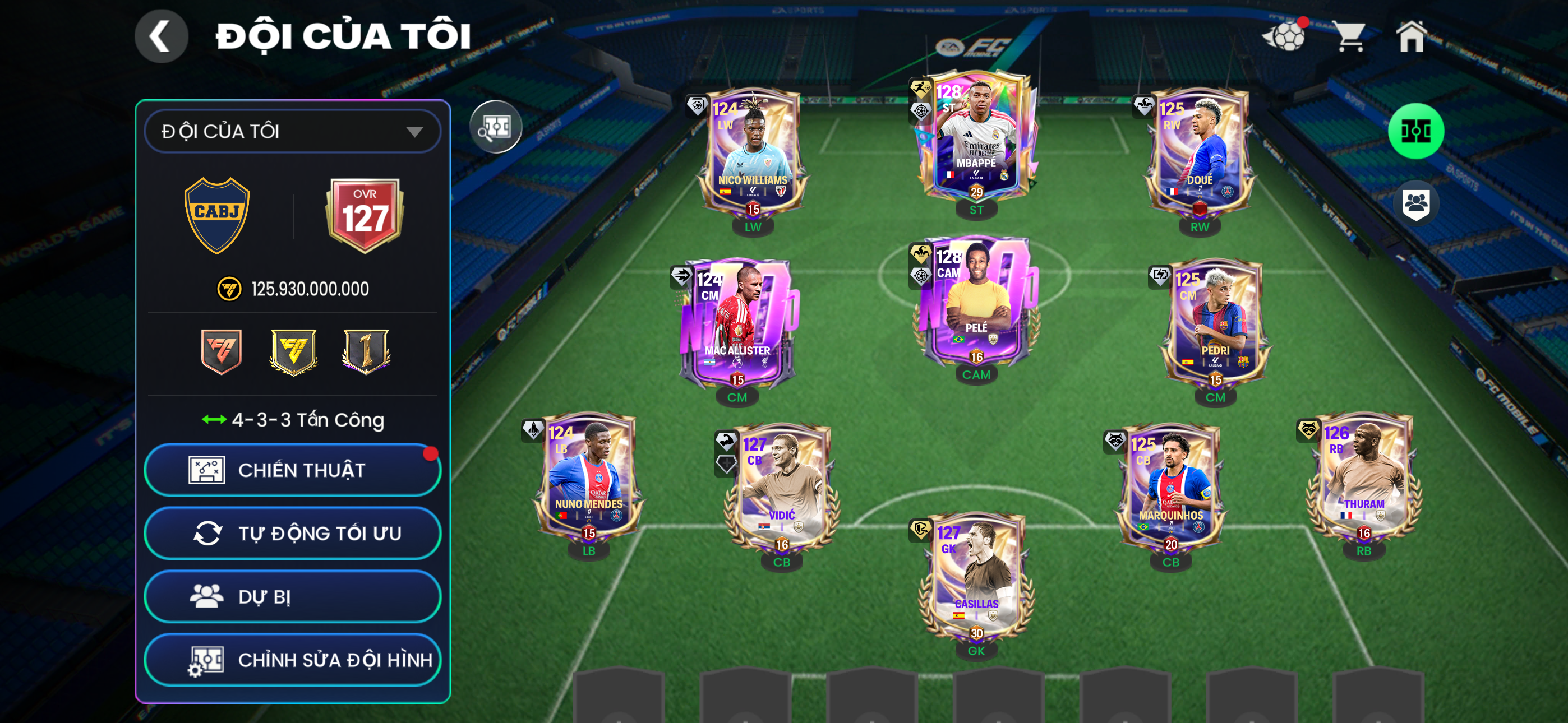 Acc grn ttt Ovr 127 M3p+Pele +Thuram Khung đẹp +15k mảnh