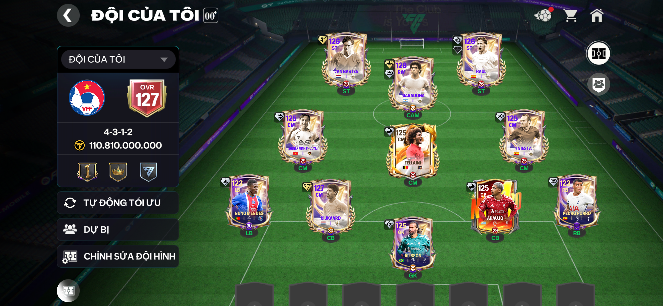 Acc Grn ttt Ovr 127 Madarona+Vanbasten+Raul Đội hình đẹp đá ngon