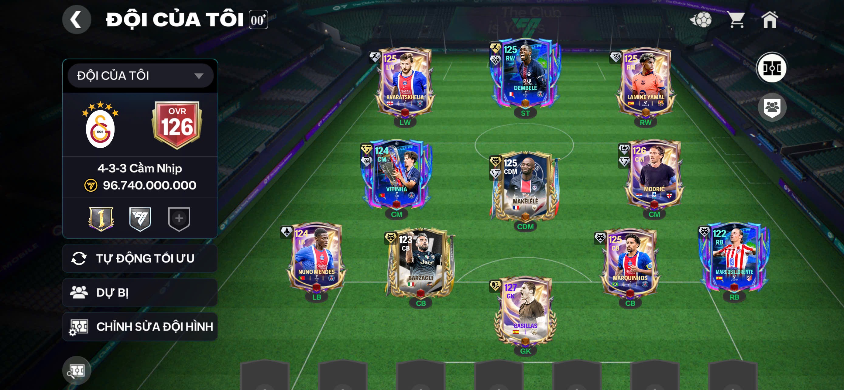 Acc Grn ttt Ovr 126 Modric 127+Casilas 127+Yamal+ nhiều cthu ngon + 4b coin bán đc+5k mảnh